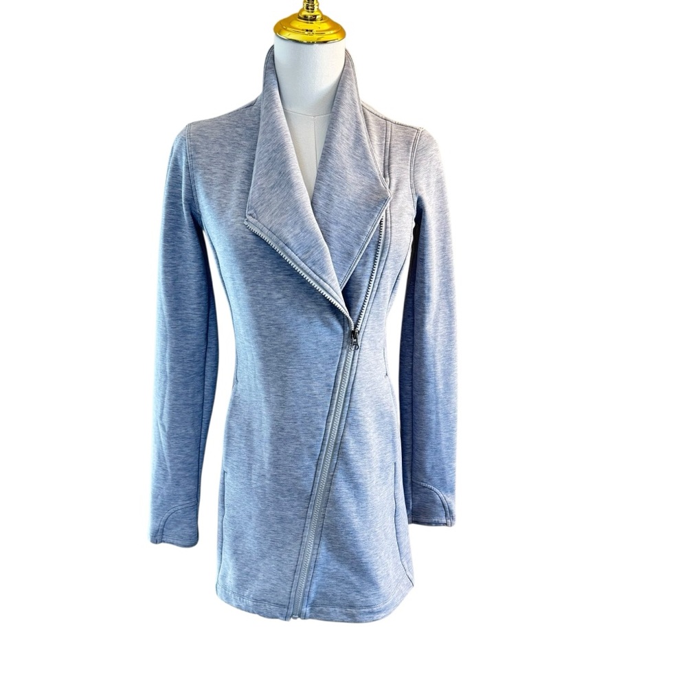 Athleta Softtech CYA Jacket Women’s 2XS Gray Athletic Full Zip Mid Length Wool